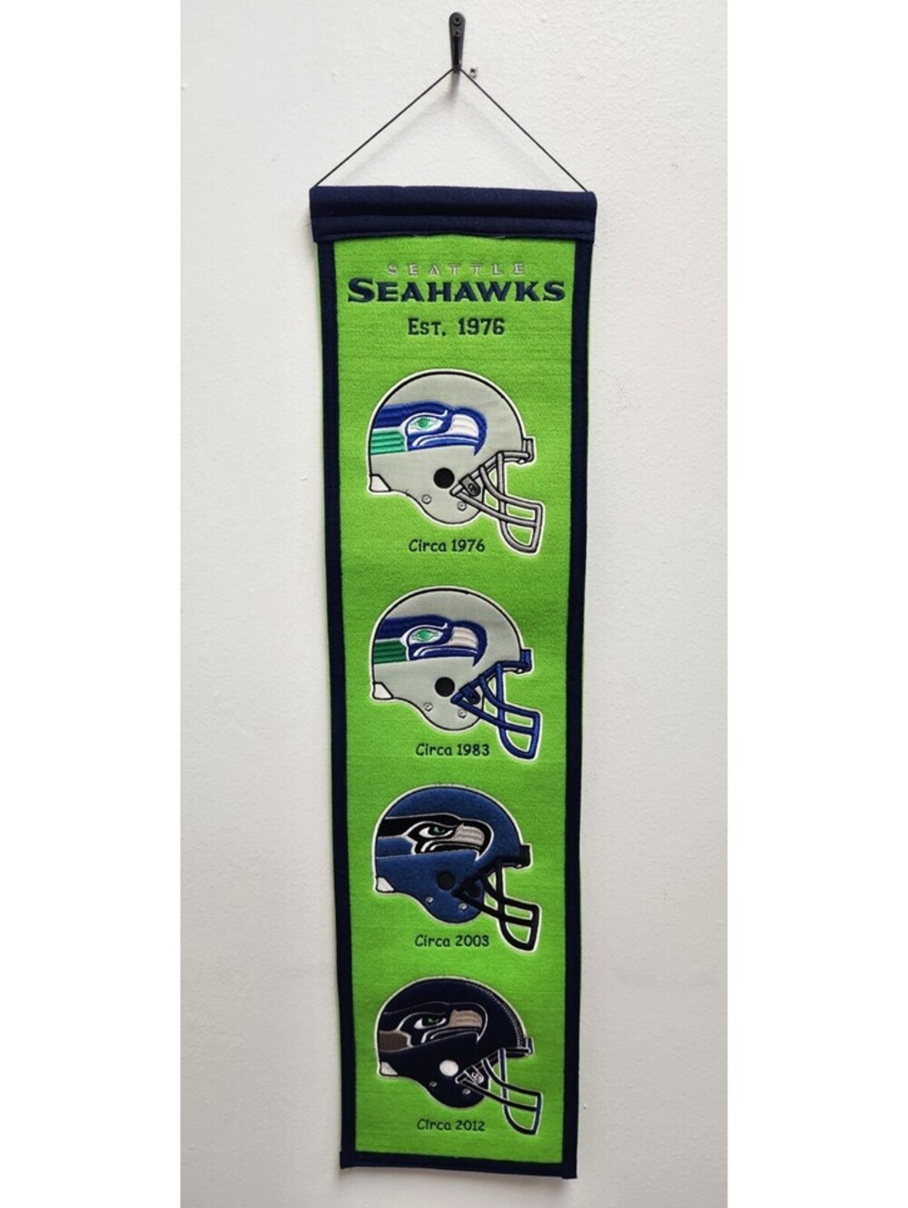 Seattle Seahawks Winning Streak Sports Heritage Wool Banner Helmet Evolution
